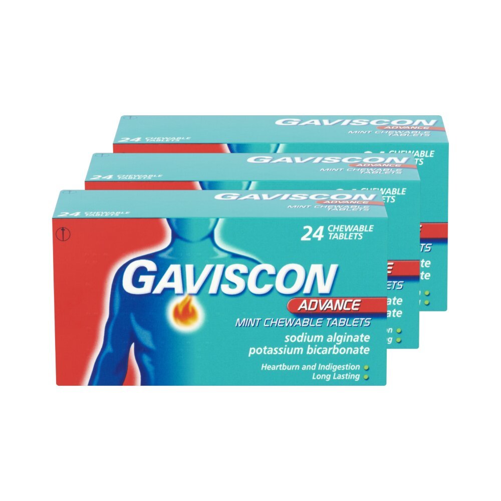 5000158067752_gaviscon__4_.jpg Gaviscon Advance Chewable Mint – 24 Tablets - 3 Pack - Image 1