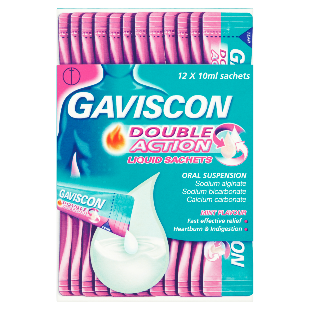 5000158068742.png Gaviscon Double Action Liquid Peppermint - 12 Sachets - Image 1