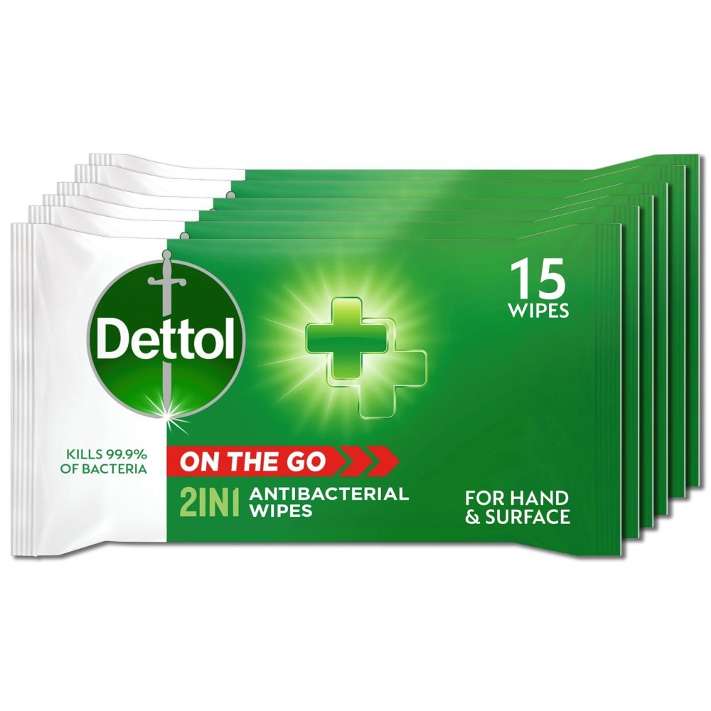 dettol_on_the_go_2in1_hand_and_surface_antibacterial_wipes___15_wipes__517_1_.jpg Dettol 2-In-1 Antibacterial Wipes - 15 Wipes - 6 Pack - Image 1