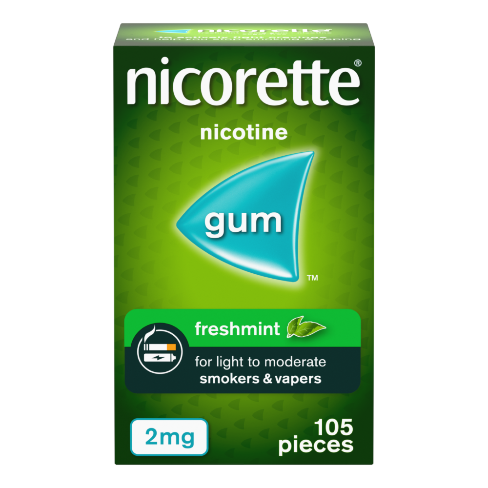 freshmint1052mg.png Nicorette Freshmint 2mg Gum - 105 Pieces - Image 1