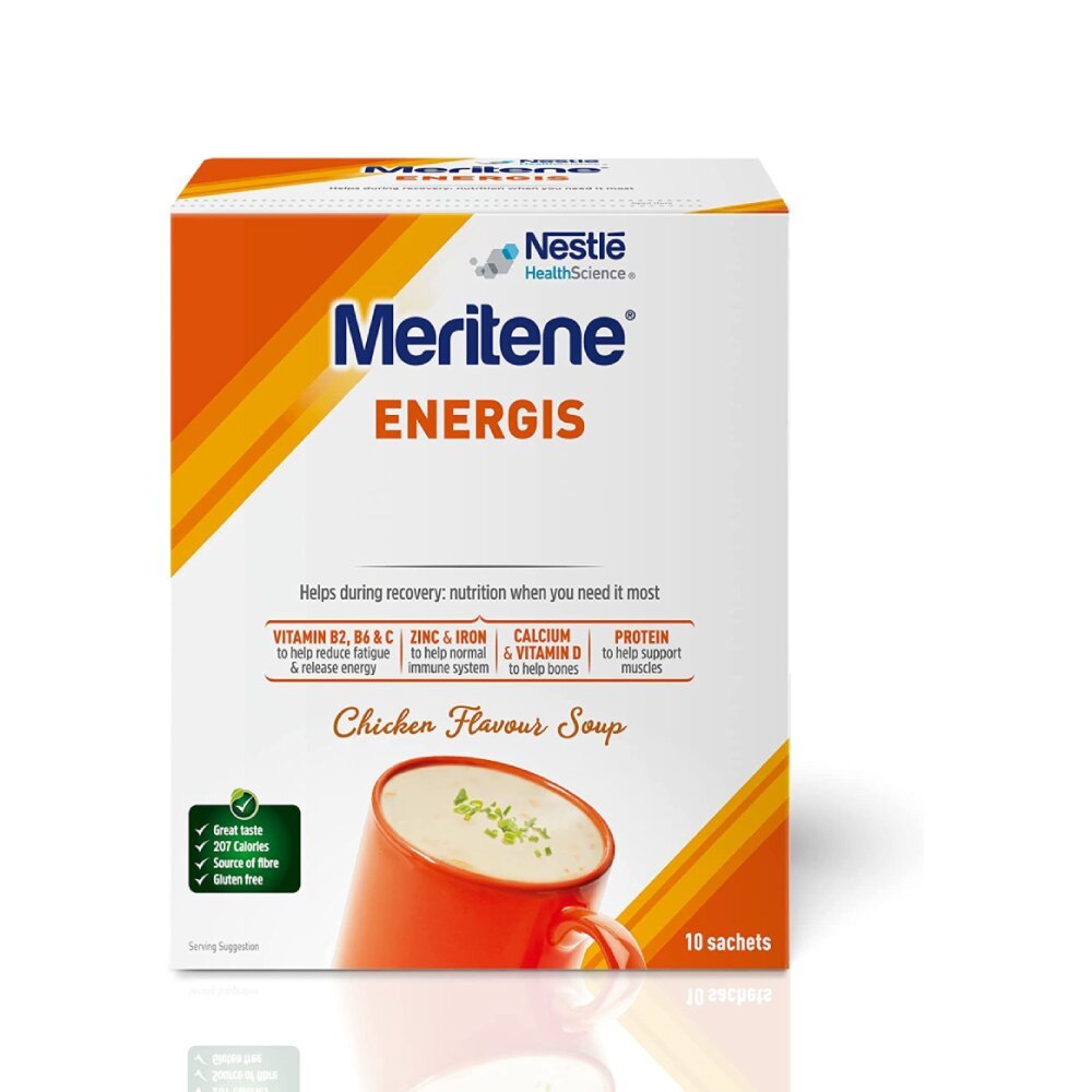 meritine_1_.jpg Nestle Meritene Energis Chicken Soup 50g - 10 Sachets - Image 1