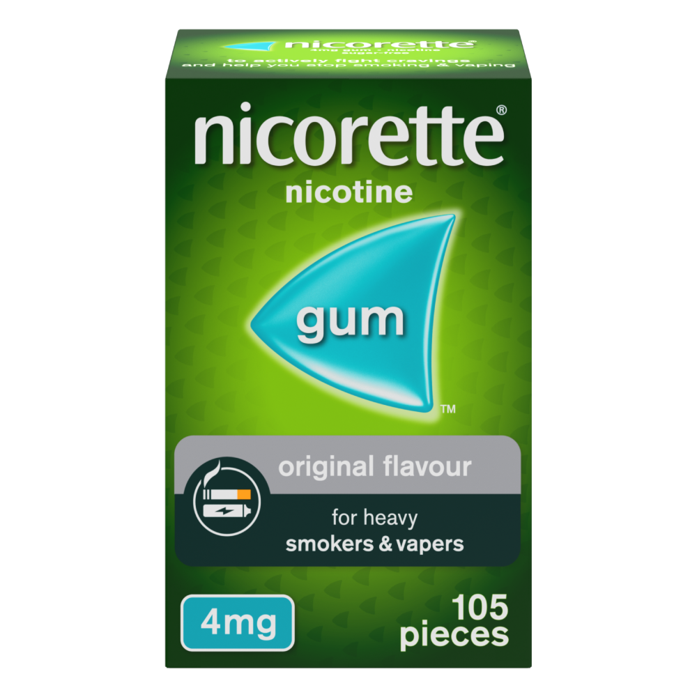 nicorettegum4mg105.png Nicorette Original Flavour 4mg Gum – 105 Pieces - Image 1