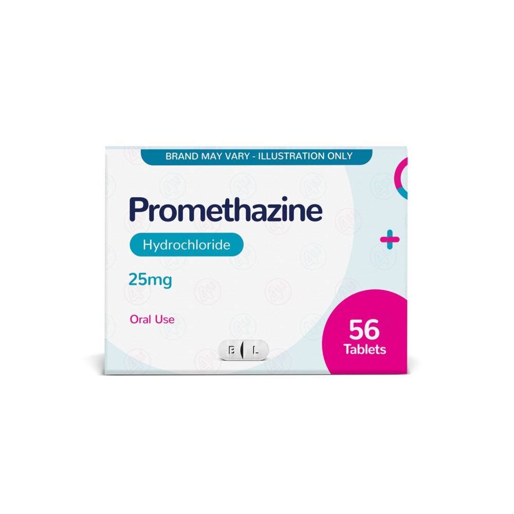 promethazine_hydrochloride_-_56_x_25mg_tablets_brand_may_vary_front.jpg Promethazine Hydrochloride 25mg - 56 Tablets - Image 1