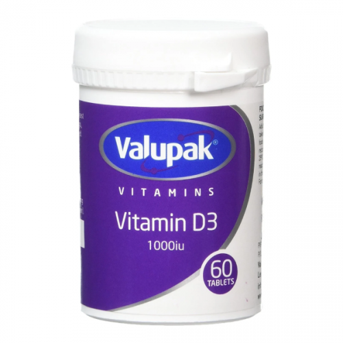 valupakvitd3.png Valupak Vitamin D3 1000IU (25mcg) – 60 Tablets - Image 1